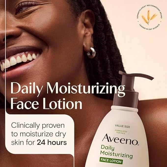 Aveeno DAILY MOISTURIZING FACE LOTION WITH SOOTHING PREBIOTIC OAT, GENTLE LOTION NOURISHES NORMAL TO DRY SKIN WITH MOISTURE, FACIAL LOTION FOR SENSITIVE SKIN, FRAGRANCE-FREE, 12 FL. OZ - Image 2